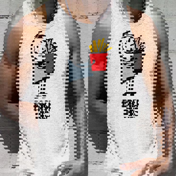 面白い漫画のキャラクターグラフィックが付いたクールでおいしいフライドポテト。 タンクトップ 彼への贈り物