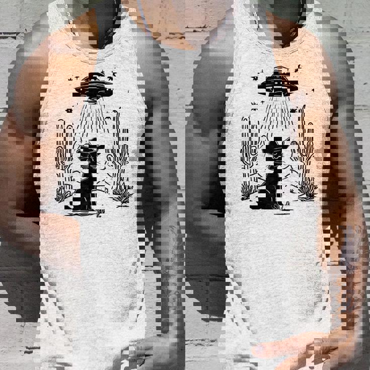 黒猫 カウボーイハット ウェスタン Ufo エイリアン 面白い かわいい タンクトップ 彼への贈り物