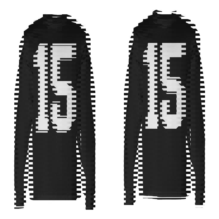 15番のカレッジスポーツスタイル。ホワイト。 長袖Tシャツ ギフトのアイデア