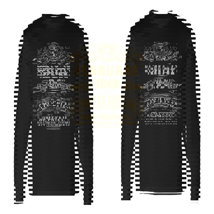 1948年2月 77歳の誕生日プレゼント 男性用 77歳の誕生日プレゼント 長袖Tシャツ