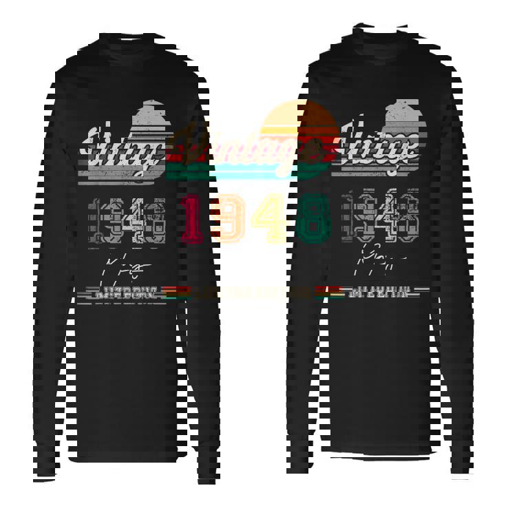 1948年5月生まれ ヴィンテージ ハッピーバースデー 76歳 長袖Tシャツ
