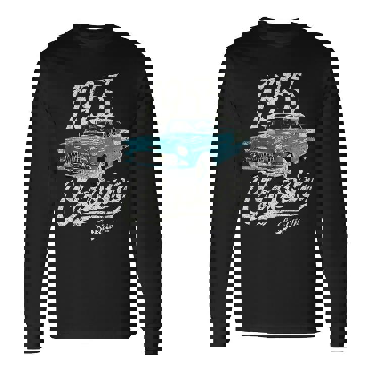 1955 シボレーベルエアブルー 長袖Tシャツ