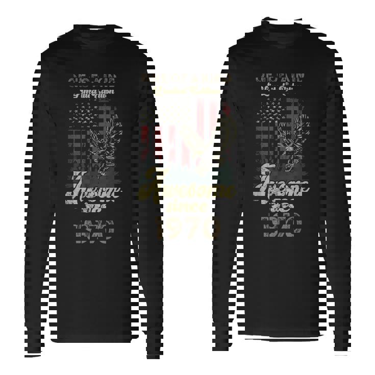 1970年、アメリカ国旗、イーグル、55歳の誕生日、愛国的 長袖Tシャツ ギフトのアイデア