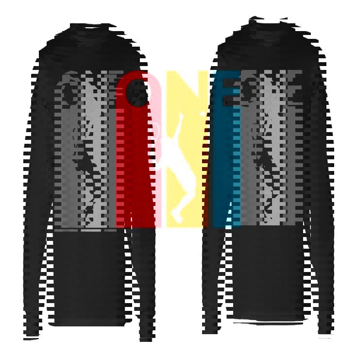 1歳の誕生日ギフト ヴィンテージ テニス 誕生日 1歳 長袖Tシャツ