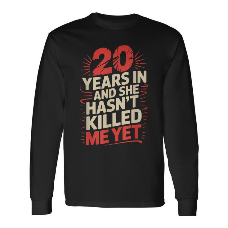 20 Ans Mariés Pour Hommes Drôle 10E Anniversaire De Mariage T-shirt à manches longues