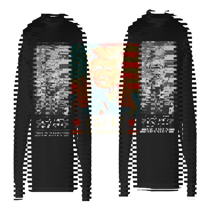 2024年大統領向けトランプ4547 長袖Tシャツ