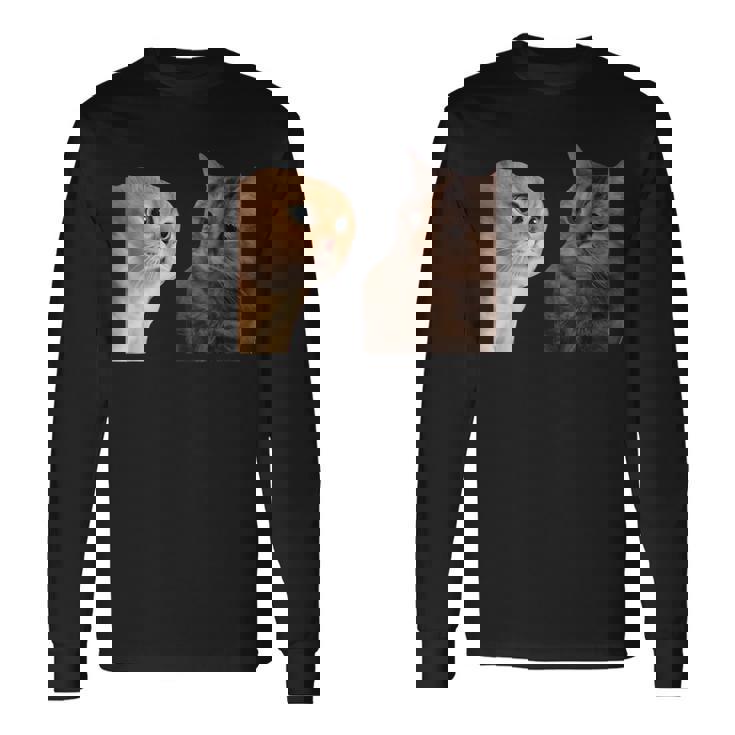 2匹の猫がミームを話す 長袖Tシャツ