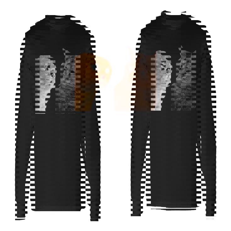 2匹の猫がミームを話す 長袖tシャツ 長袖Tシャツ