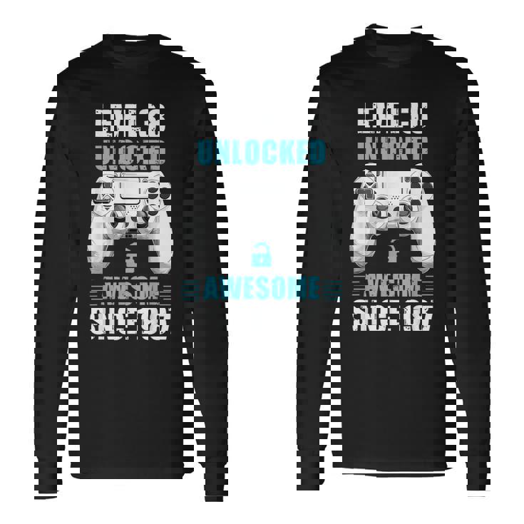 38歳の誕生日ビデオゲーマー レベル38 アンロック済み 1987年以来 長袖Tシャツ