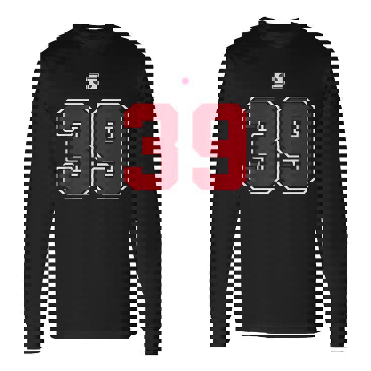 39 ナンバー カレッジスタイル ヴィンテージ 赤 白 日本国旗 長袖Tシャツ