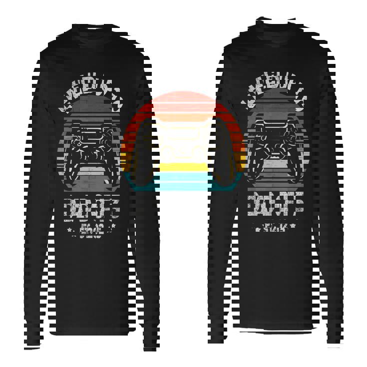 3人のお父さんにレベルアップ 再び3人のパパ 2025 父の日 長袖Tシャツ