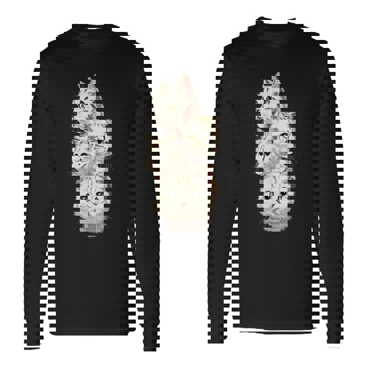 4 匹のかわいい猫 猫愛好家に最適 長袖Tシャツ