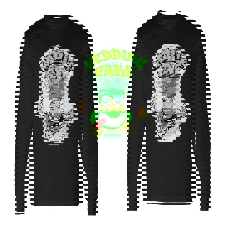 420 カンナビスカルチャーストーナー ウェディングケーキ 雑草ひずみ 長袖Tシャツ