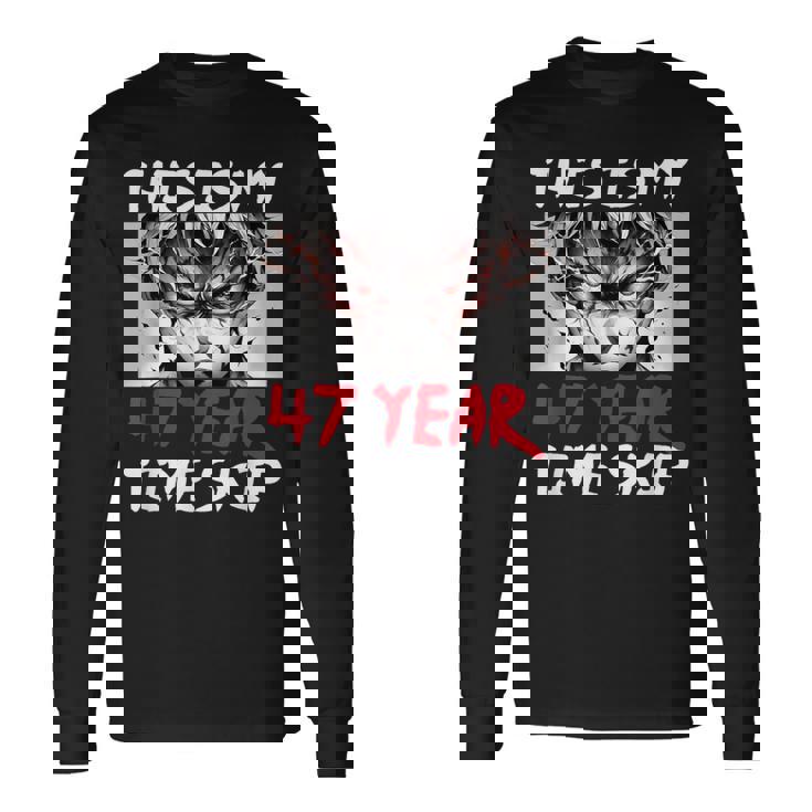 47 歳のタイムスキップ アニメ忍者サムライ 47 歳の誕生日 長袖Tシャツ