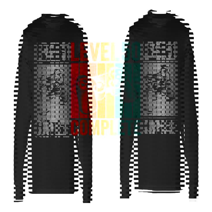 50歳 誕生日 男の子 男 レベル コンプリート 50歳 長袖Tシャツ