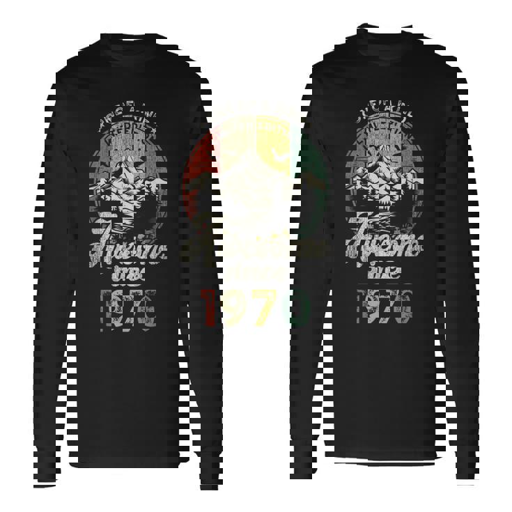 55歳の誕生日 1970年創業のレトロな山々 長袖Tシャツ