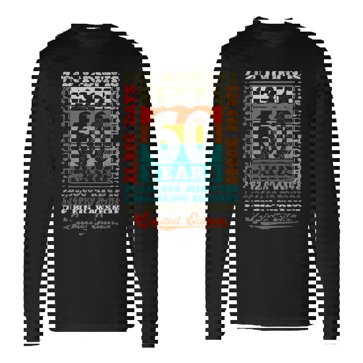 60 Years 720 Months Of Being Awesome Born 1964 60歳の誕生日 長袖Tシャツ