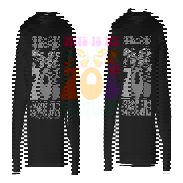 70年代ディスコ衣装 男女兼用 Peace Love ヒッピーコスチューム 長袖Tシャツ