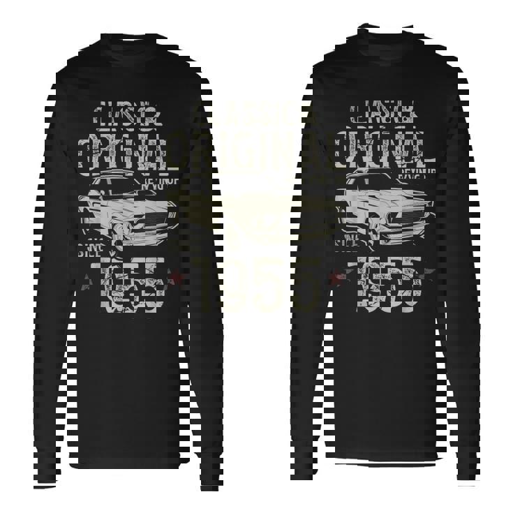 70歳の誕生日 1955年クラシックカー 長袖Tシャツ