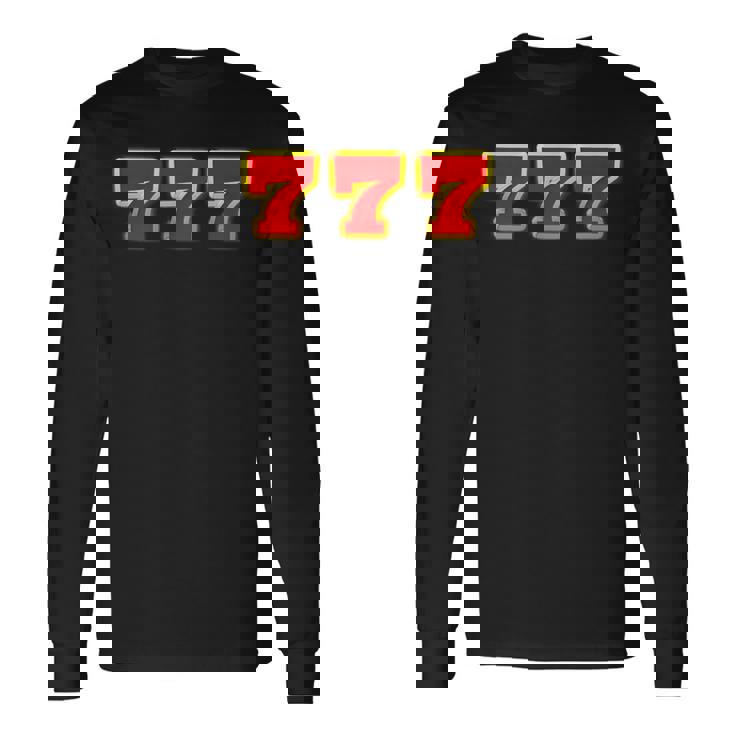 777 スリーセブン【スロット カジノ ラッキー7】数字 文字 シンプル デザイン 長袖Tシャツ