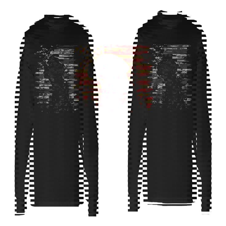 7月4日 アメリカ国旗 愛国心が強いラブラドールレトリバー犬 長袖Tシャツ