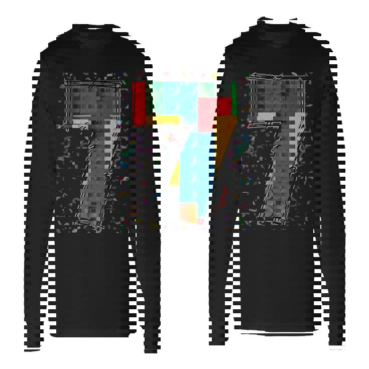 7歳 ブロック 建物 マスタービルダー 7歳の誕生日 男の子 長袖Tシャツ