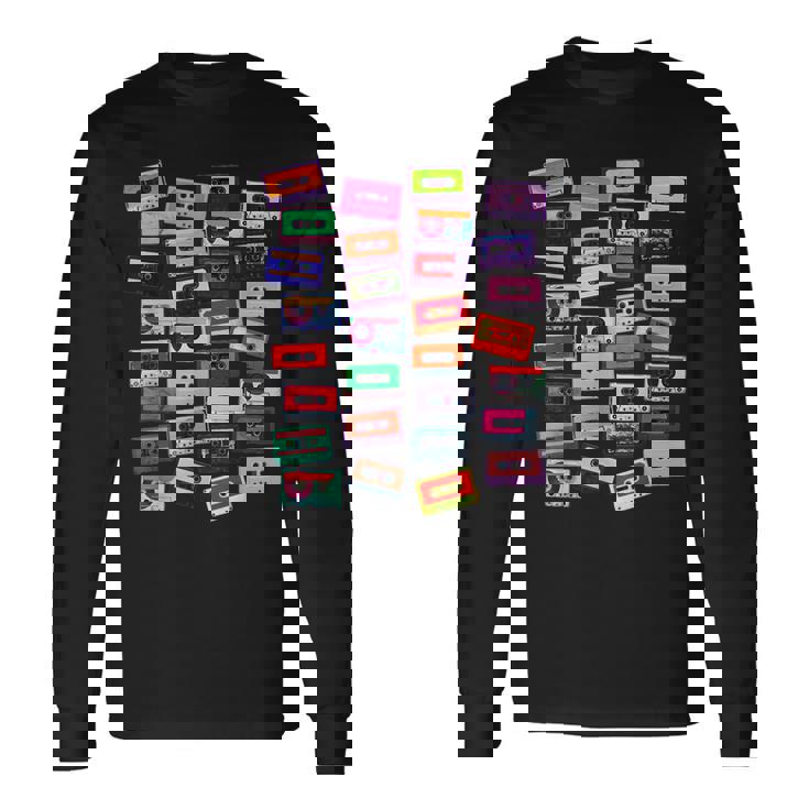 80年代カセットテープミュージックdj 長袖Tシャツ