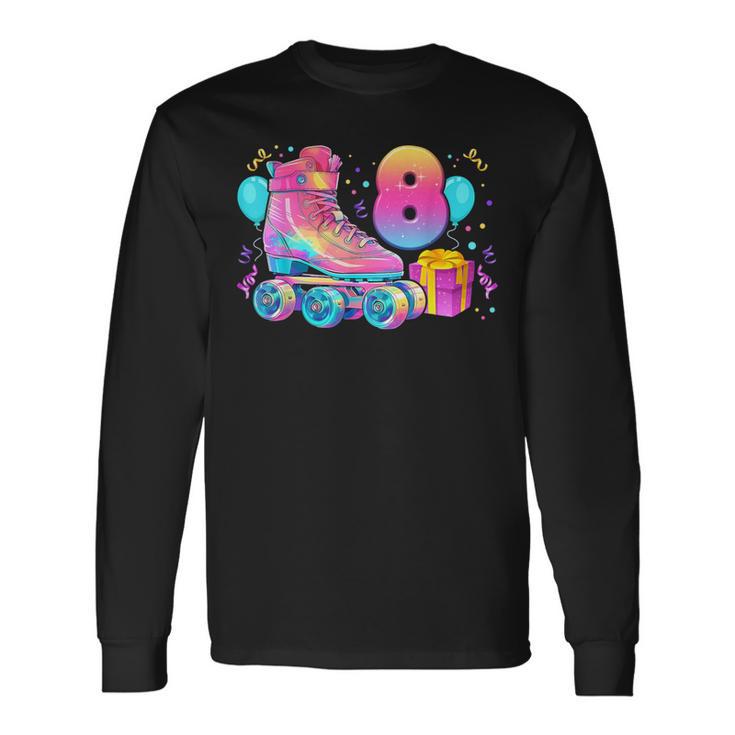 8º Cumpleaños Niña 8 Años Patines Número 8 Camiseta de manga larga