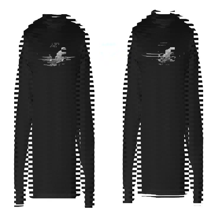 A350 旅客機、旅客機、飛行機、広胴機 長袖Tシャツ