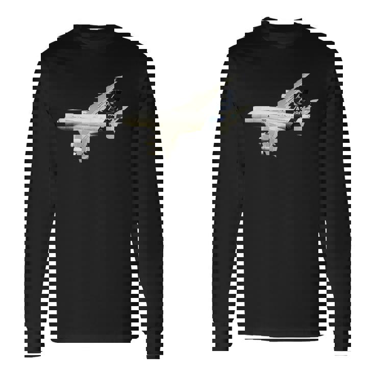 A380旅客機、航空会社、ジェット機、飛行機 長袖Tシャツ