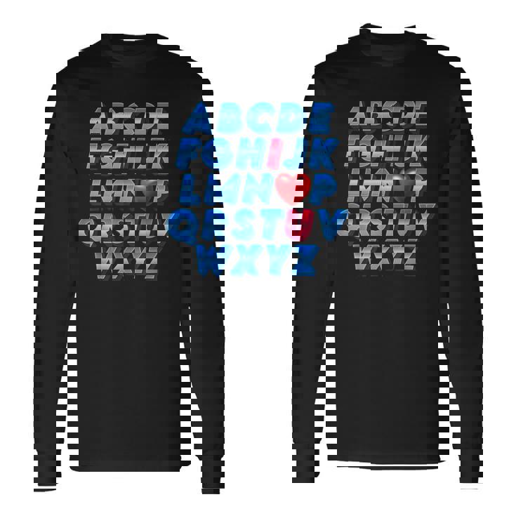 Abc アルファベット I Love You 英語 先生 バレンタインデー 長袖Tシャツ