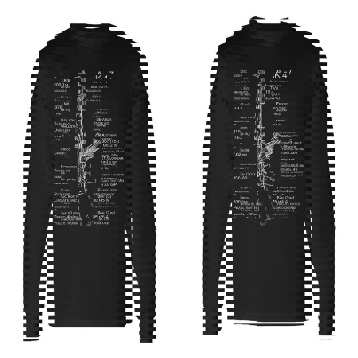 Ak-47 シャツ Ak-47 ブループリント 長袖Tシャツ