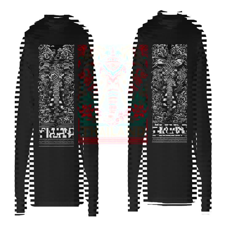 Amezing タイチャン 美しい象 タイ柄 長袖Tシャツ ギフトのアイデア