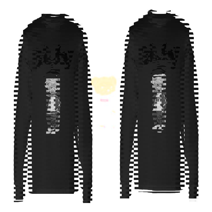 Angry Bad Boystyle Cool Teddy Bear Bad Boy Graphic 長袖Tシャツ