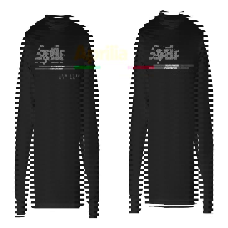 Aprilia イタリア都市レトロフラッグ イタリア 長袖Tシャツ