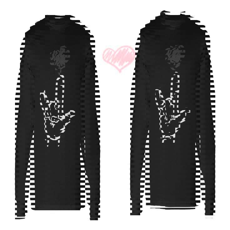 Asl I Love You Hand Heart アメリカ手話 長袖Tシャツ