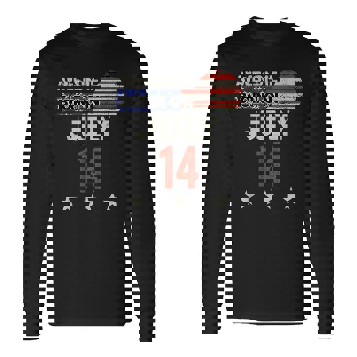 Awesome 7月14日 ヴィンテージ アメリカ国旗 クラシック 7月14日 長袖Tシャツ