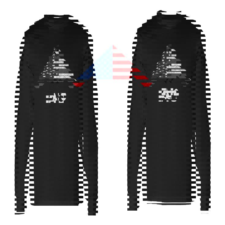 B-2 Bomber Military Stealth Airplane American Flag Long Sleeve T-Shirt
