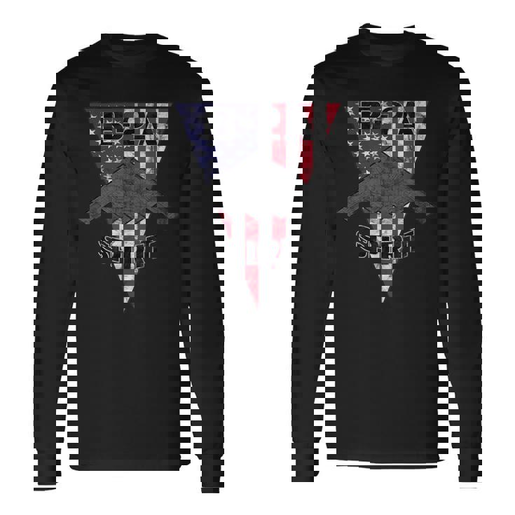 B-2 スピリット ステルス 飛行機 愛国心 飛行機 ビンテージ 長袖Tシャツ