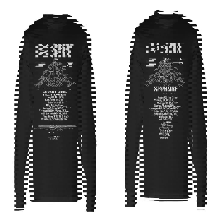 B-2Pirittealth Bomberpecs ミリタリーエアクラフトb2 長袖Tシャツ