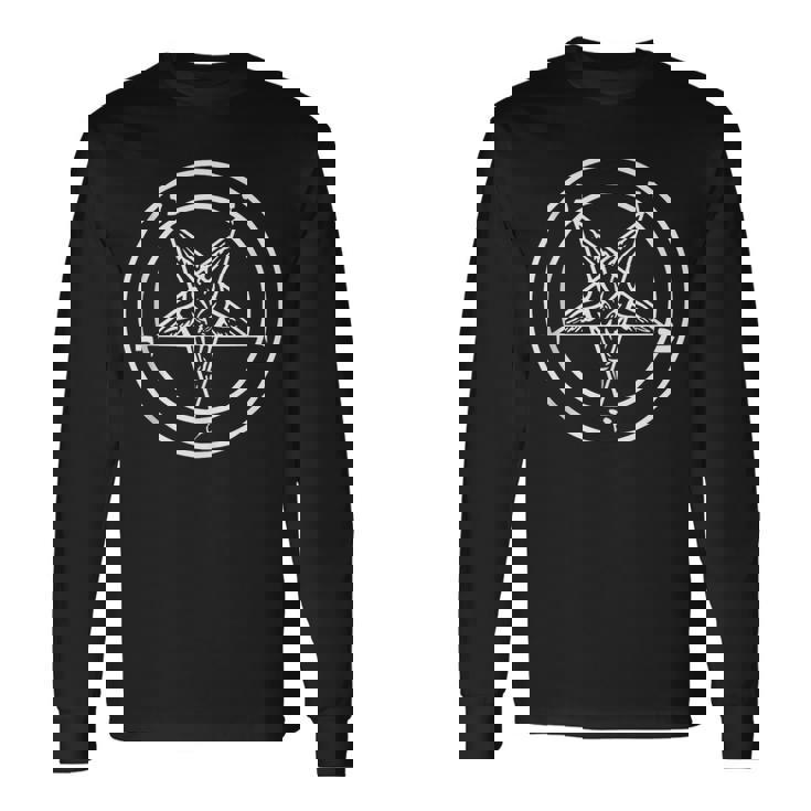 Baphomet De Pentagrama Para Hombre Diseño De Pentagrama Invertido In Mangas Camiseta de manga larga