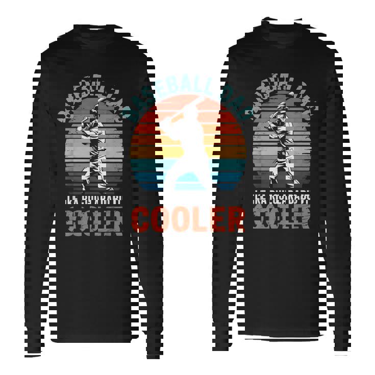 Baseball Dad Vintage Sunset Baseball Batter Father’S Day Long Sleeve T-Shirt