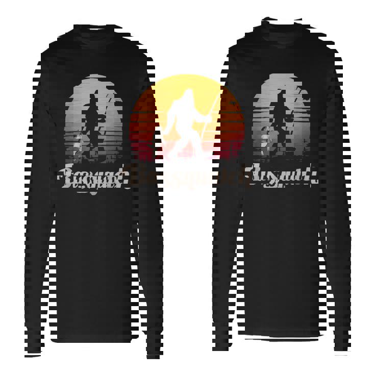 Basssquatch ビッグフット 釣り バス フォレスト シルエット 長袖Tシャツ