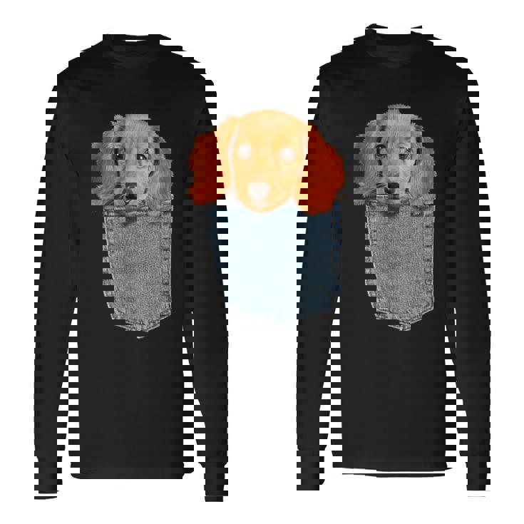 Beagle In My Pocket シャツ かわいい子犬 ダックスフンド ドッグシャツ 長袖Tシャツ