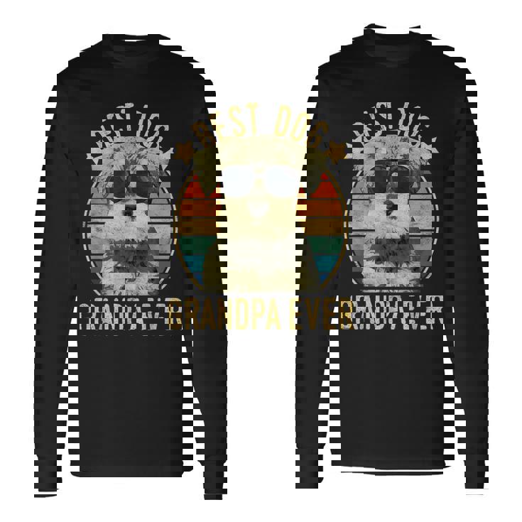 Best Dog Grandpa Ever ミニチュア シュナウザー 父の日 長袖Tシャツ