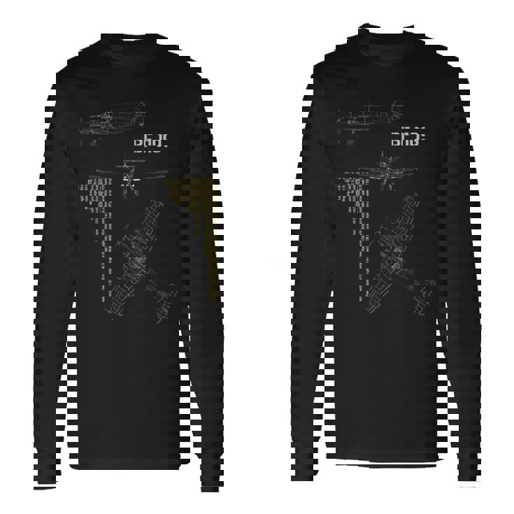 Bf109 ドイツ第二次世界大戦 戦闘機 長袖Tシャツ