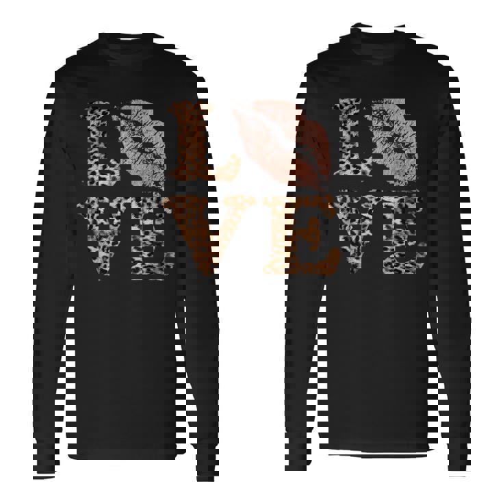 Big Lips Love ヒョウ柄 文字 ピンク 唇 バレンタイン ラブ 長袖Tシャツ