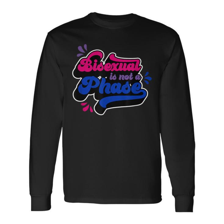 Bisexual Is Not A Phase Cute Bi Pride Flag Citas Divertidas Camiseta de manga larga