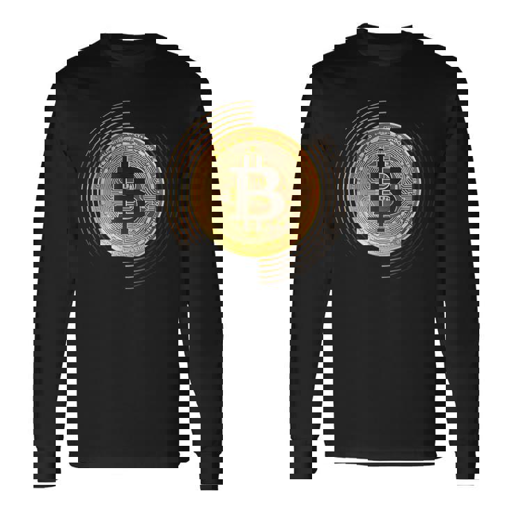 Bitcoin To The Moon And Back、ビットコイン暗号通貨グラフィック 長袖Tシャツ
