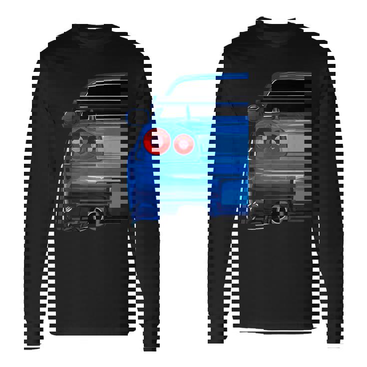 Blue Gt R 34 Jdm スカイラインスタンス カー ドリフトレーシング 長袖Tシャツ